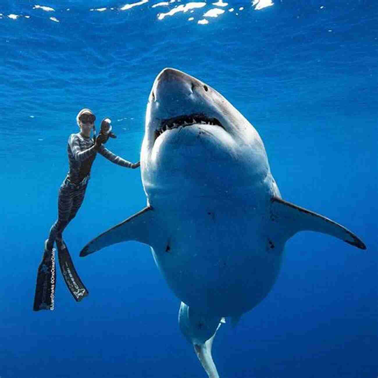 A Great White Shark Swimming In Deep Blue Waters 100 Interesting Facts About Sharks Journey B Lee