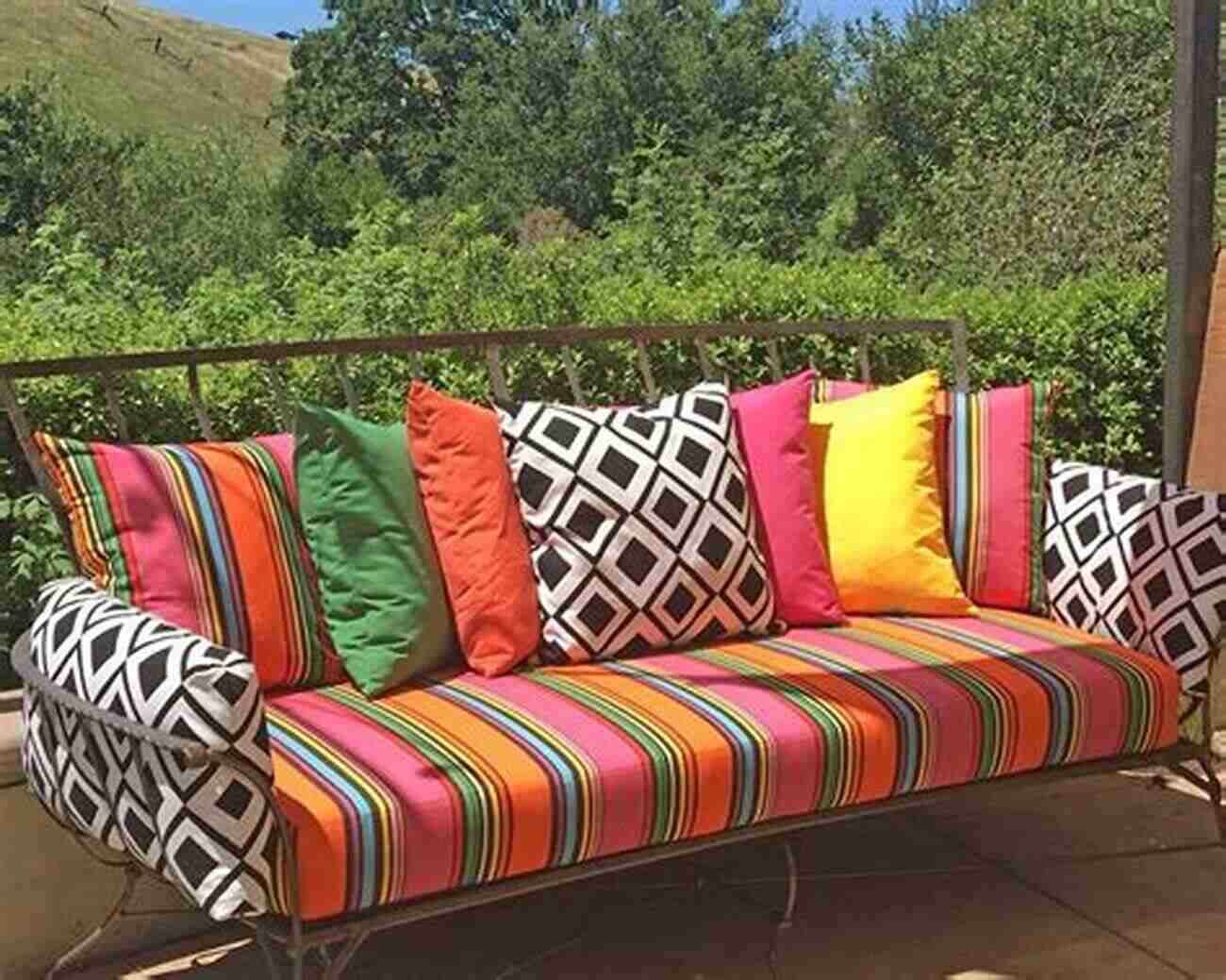 A Deep Red Fleece Bench Pillow Placed On A Porch Swing, Creating A Cozy Fall Ambiance Bench Pillows For All Seasons