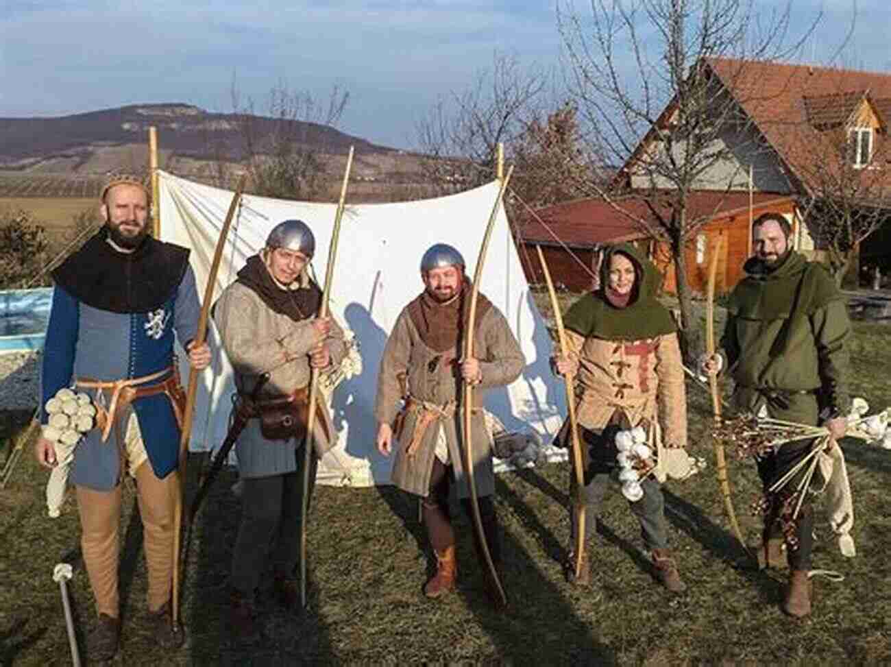 A Group Of Archers In Medieval Attire Participating In The York Round How To Train In Archery: Being A Complete Study Of The York Round