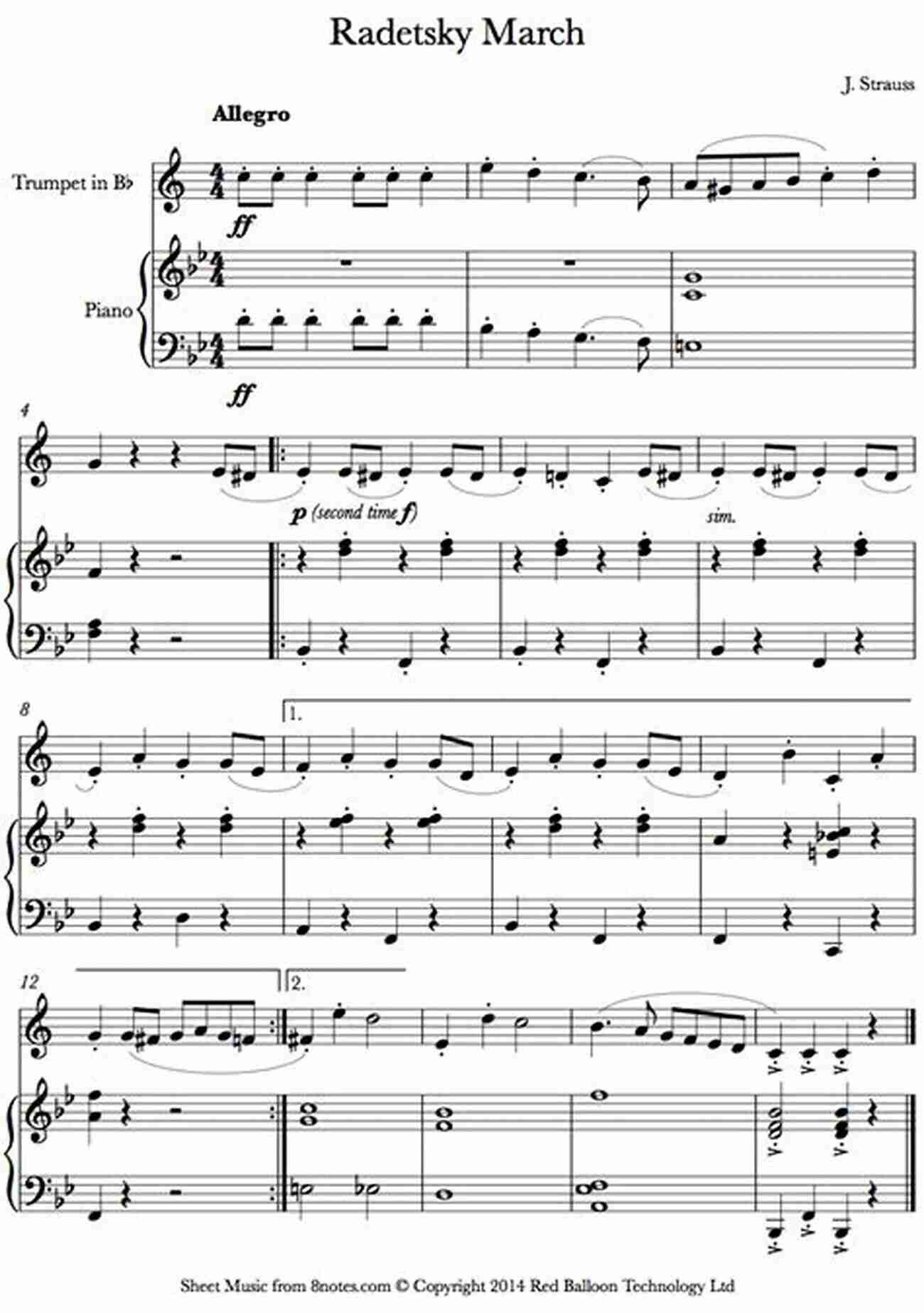 Celebratory March Trumpet Sheet Music Easy Sheet Music For Trumpet With Trumpet Piano Duets 2: Ten Easy Pieces For Solo Trumpet Trumpet/Piano Duets