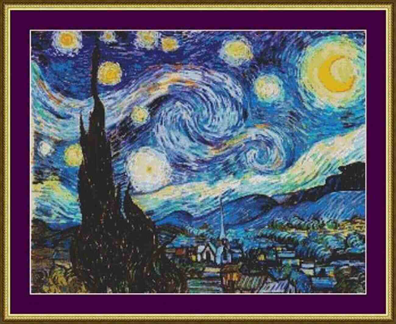 Close Up Of Starry Night Counted Cross Stitch Pattern Starry Night Counted Cross Stitch Pattern