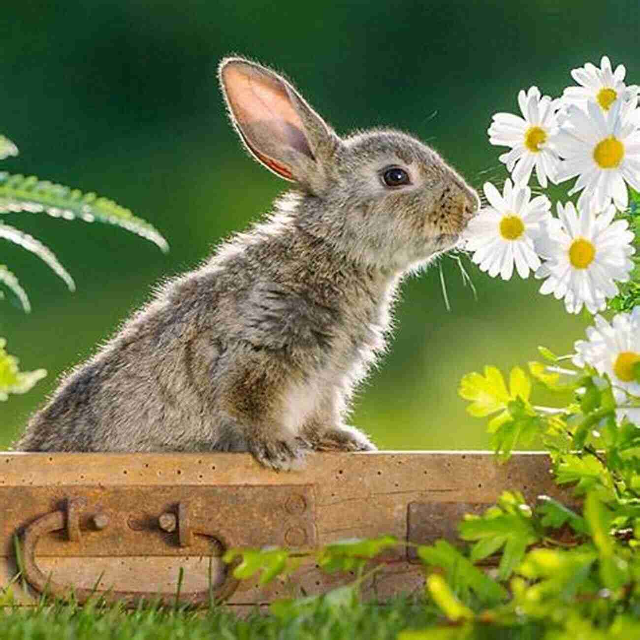 Curious Rabbit Sniffing A Flower In A Garden Understanding Your Rabbit S Habits Tamsin Stone