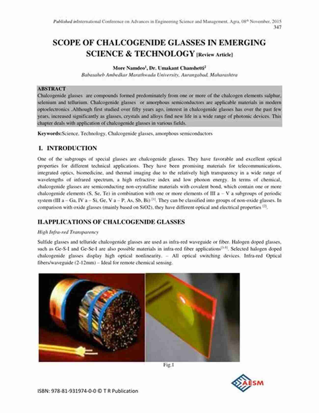 Exploring The Astonishing Properties Of Chalcogenide Glasses Semiconducting Chalcogenide Glass II: Properties Of Chalcogenide Glasses (ISSN 79)