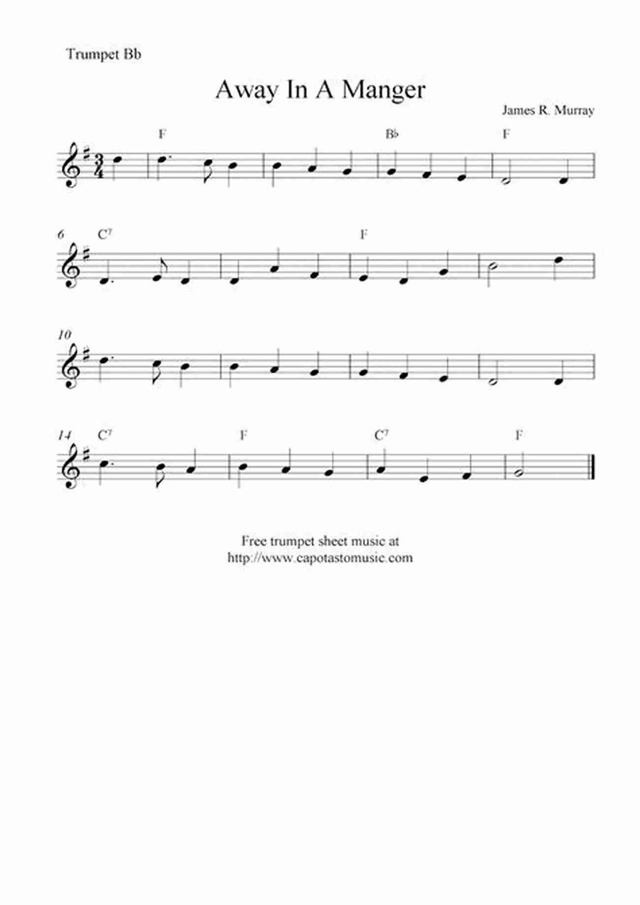 Sheet Music For Away In A Manger Easy Christmas Carols For Beginners Trumpet 20 Easy Christmas Carols For Beginners Trumpet 1