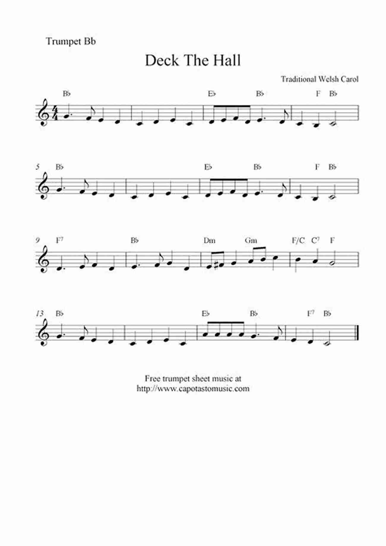 Sheet Music For Deck The Halls Easy Christmas Carols For Beginners Trumpet 20 Easy Christmas Carols For Beginners Trumpet 1