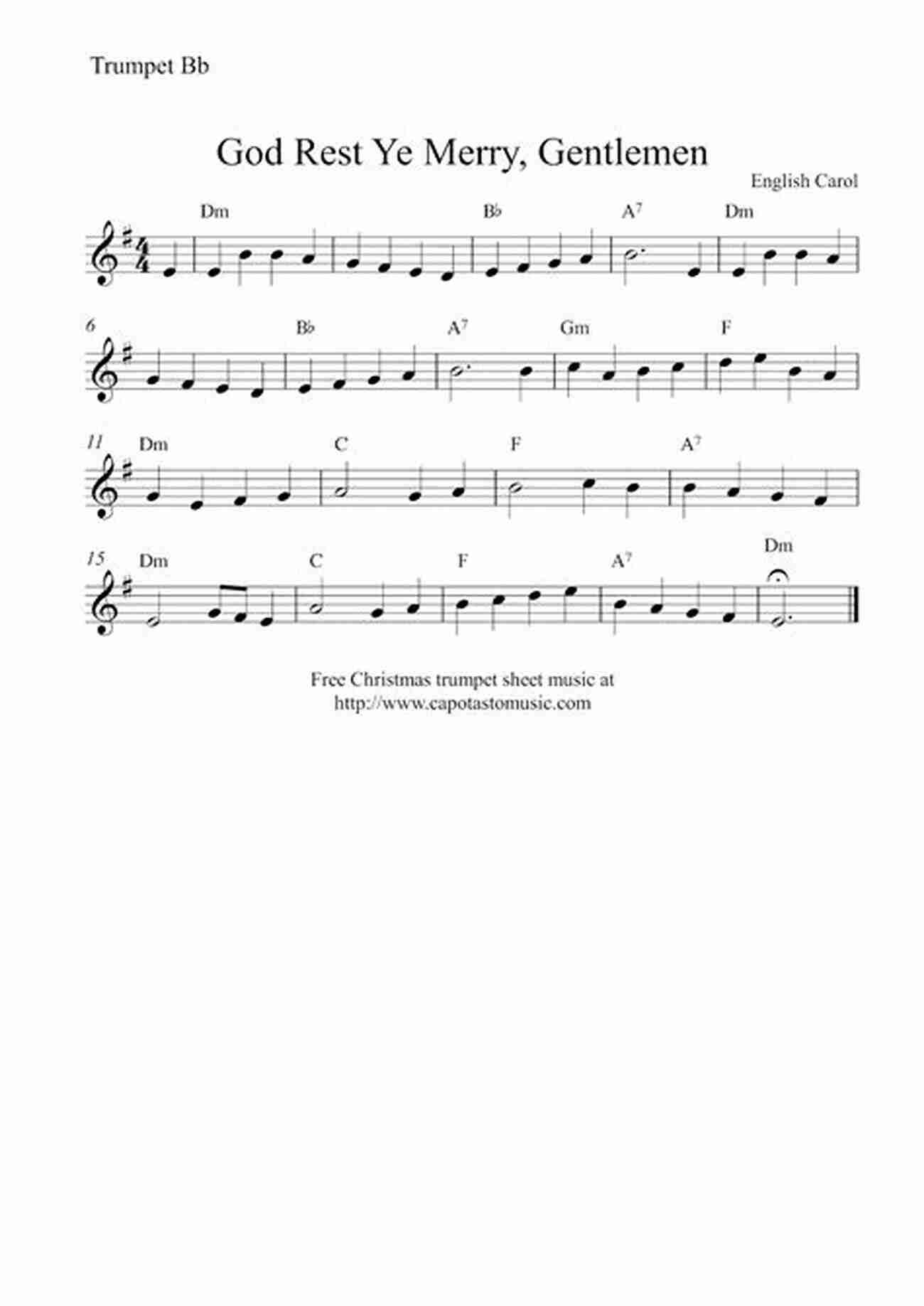 Sheet Music For God Rest Ye Merry, Gentlemen Easy Christmas Carols For Beginners Trumpet 20 Easy Christmas Carols For Beginners Trumpet 1