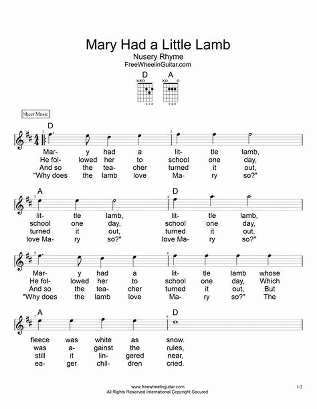 Sheet Music For Mary Had A Little Lamb Sheet Music Solos For Clarinet 1: 20 Elementary/Intermediate Clarinet Sheet Music Pieces