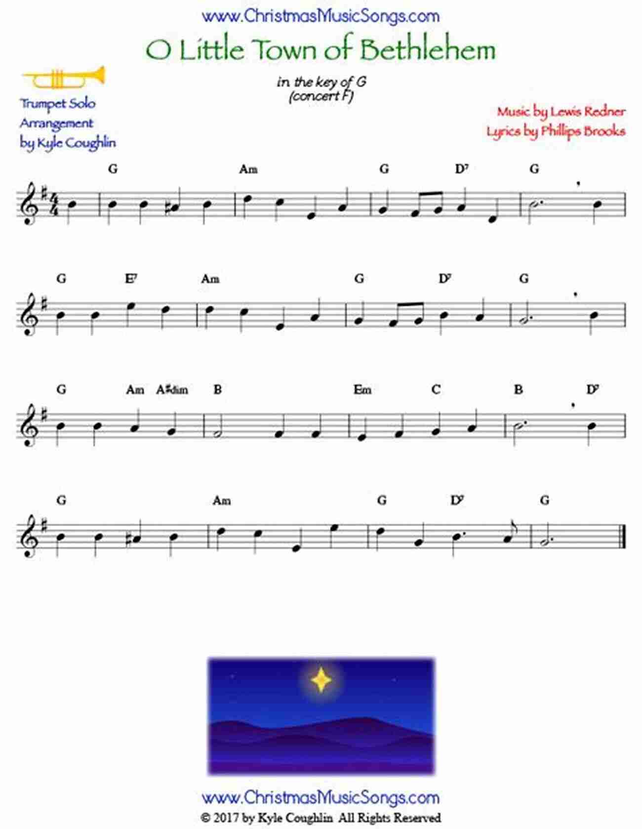 Sheet Music For O Little Town Of Bethlehem Easy Christmas Carols For Beginners Trumpet 20 Easy Christmas Carols For Beginners Trumpet 1