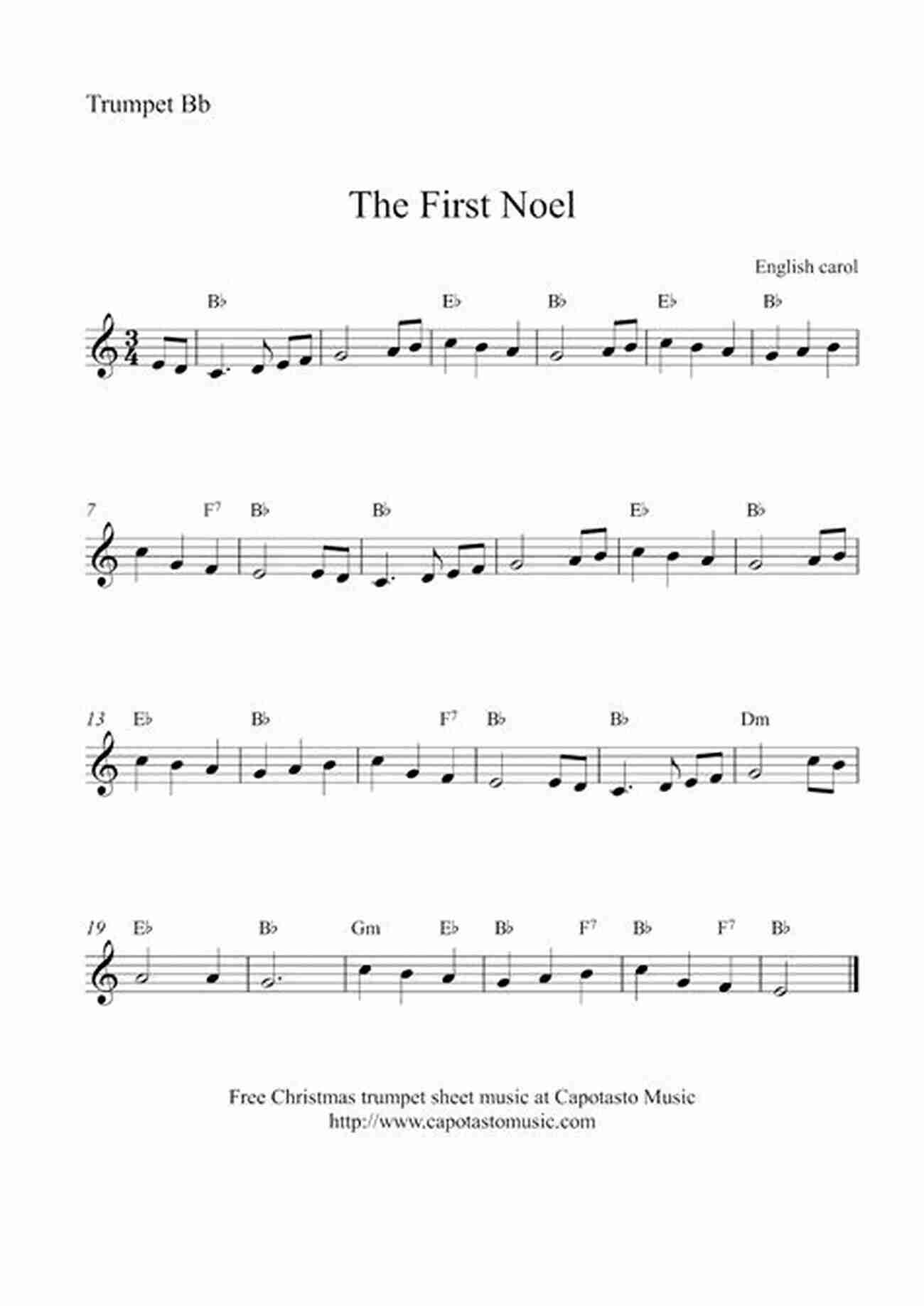 Sheet Music For The First Noel Easy Christmas Carols For Beginners Trumpet 20 Easy Christmas Carols For Beginners Trumpet 1