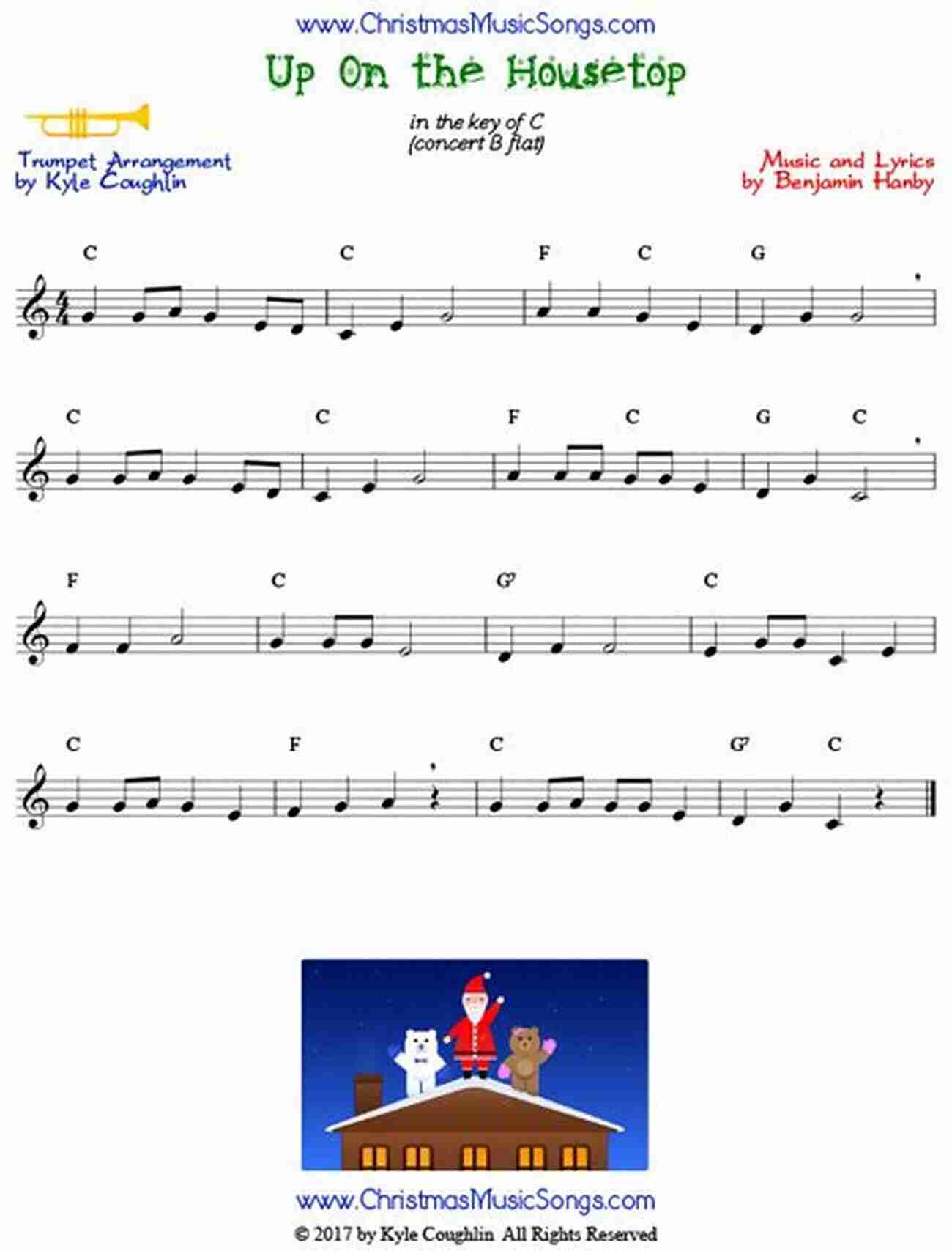 Sheet Music For Up On The Housetop Easy Christmas Carols For Beginners Trumpet 20 Easy Christmas Carols For Beginners Trumpet 1