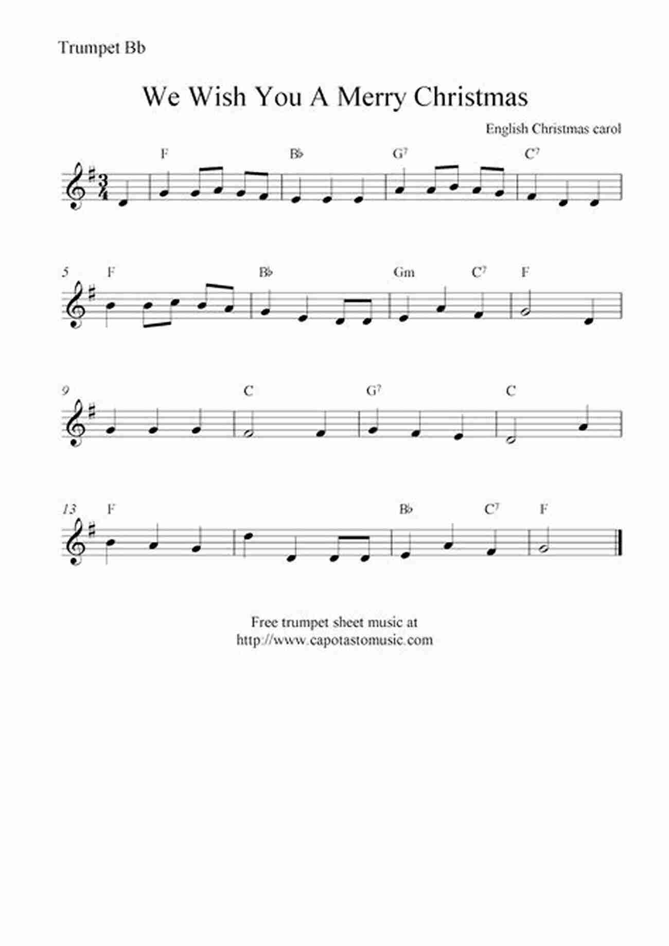 Sheet Music For We Wish You A Merry Christmas Easy Christmas Carols For Beginners Trumpet 20 Easy Christmas Carols For Beginners Trumpet 1