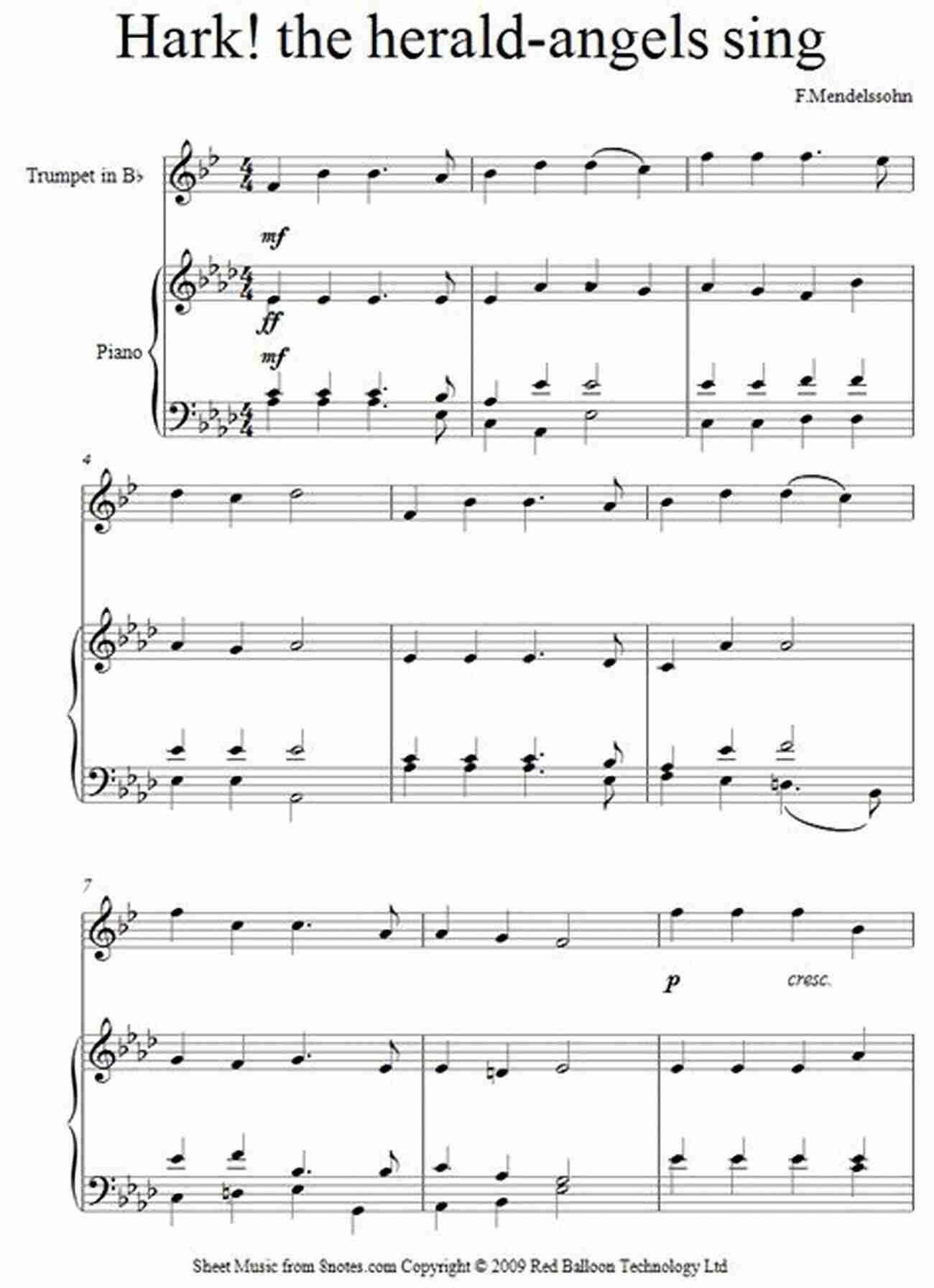 Sheet Music Of Hark! The Herald Angels Sing For Trumpet And Piano Christmas Carols For Trumpet With Piano Accompaniment Sheet Music 2: 10 Easy Christmas Carols For Solo Trumpet And Trumpet/Piano Duets