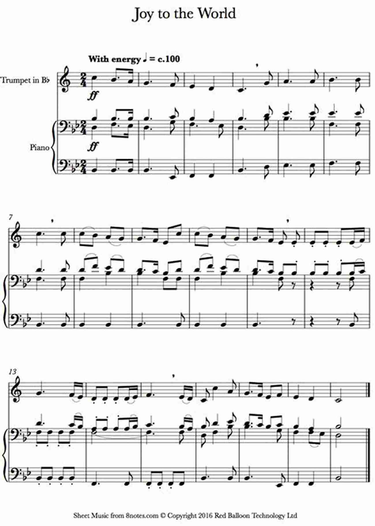 Sheet Music Of Joy To The World For Trumpet And Piano Christmas Carols For Trumpet With Piano Accompaniment Sheet Music 2: 10 Easy Christmas Carols For Solo Trumpet And Trumpet/Piano Duets