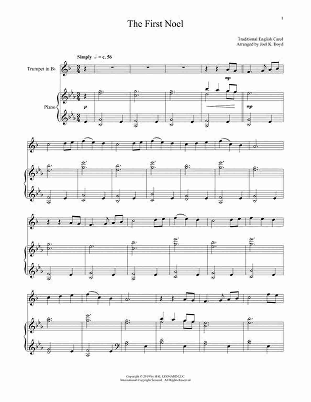 Sheet Music Of The First Noel For Trumpet And Piano Christmas Carols For Trumpet With Piano Accompaniment Sheet Music 2: 10 Easy Christmas Carols For Solo Trumpet And Trumpet/Piano Duets