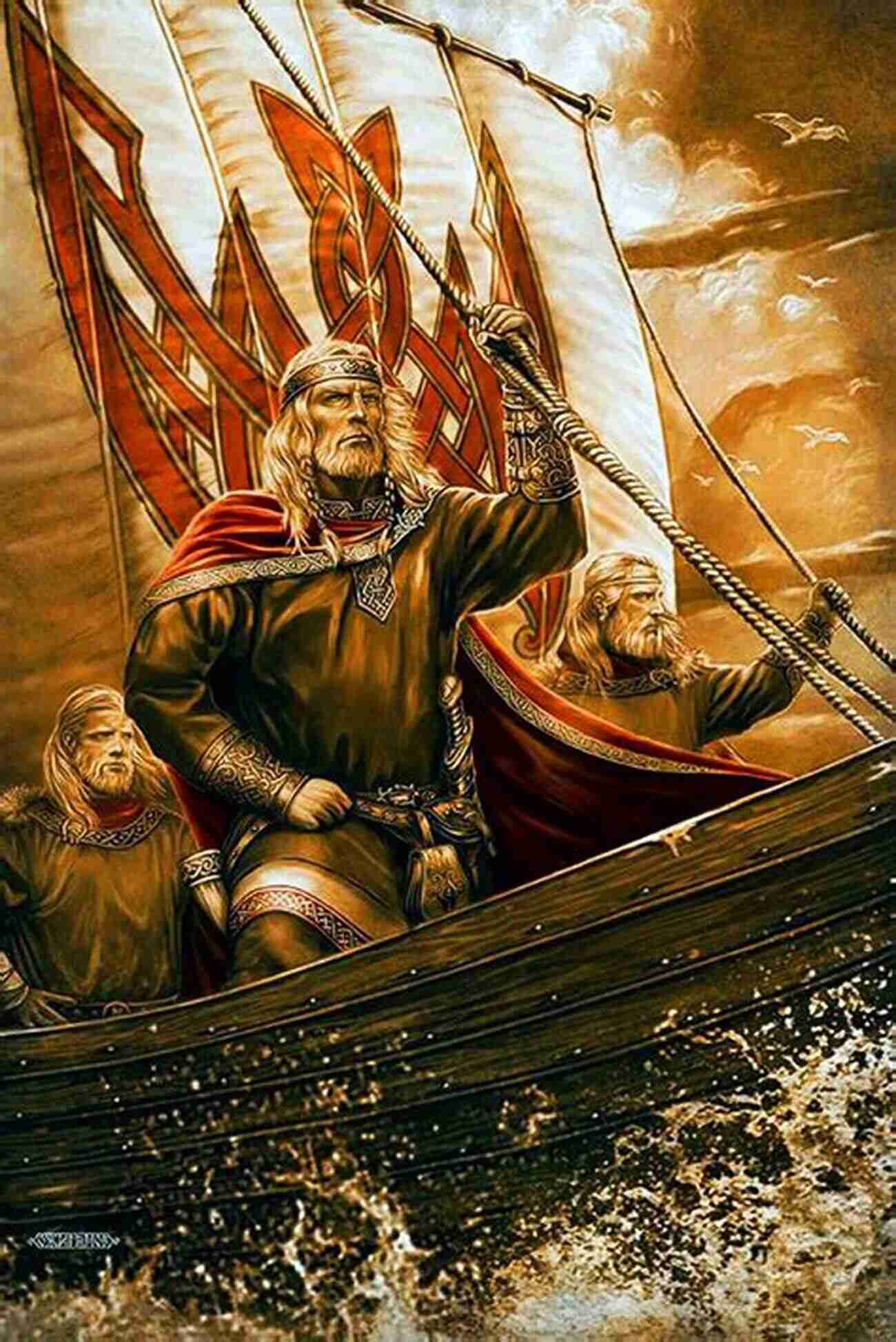 Viking Warriors Sailing Across The Sea Under The Moonlit Sky The Viking Anthology: Norse Myths Icelandic Sagas And Viking Chronicles