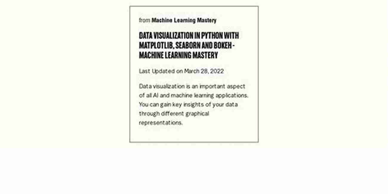 Visualization Of Data Machine Learning Mastery With Python: Understand Your Data Create Accurate Models And Work Projects End To End